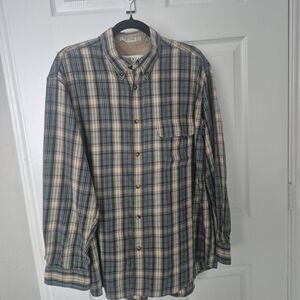 Orvis Green and Tan Plaid Casual Shirt